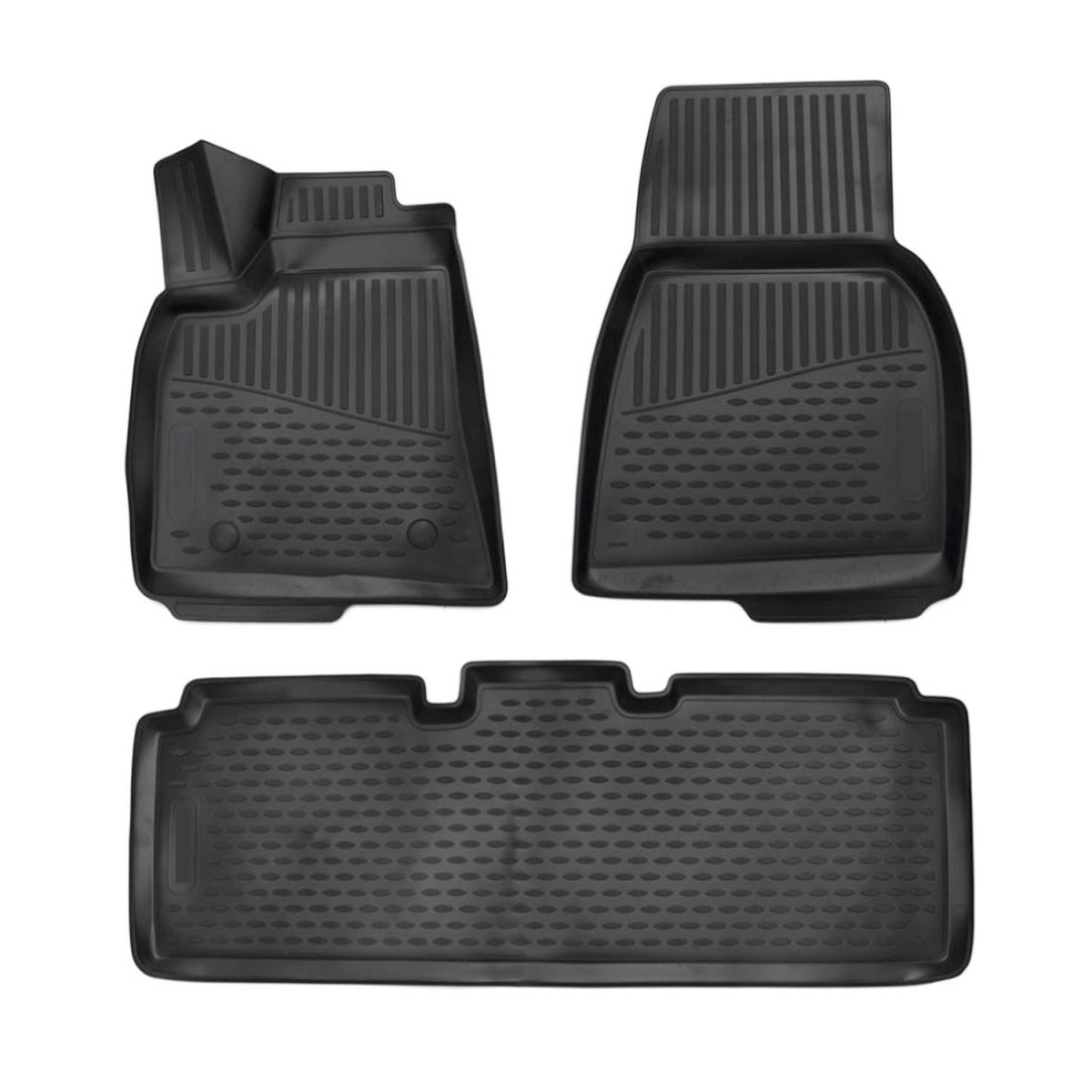 Tesla Model S Floor Mats - Omac - Rubber TPE 3 Pcs - Black - '14-'20 Tesla Model S Floor Mats - Omac - Rubber TPE 3 Pcs - Black - '14-'20